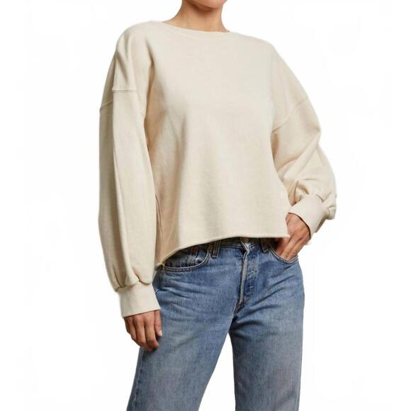 NEW PERFECTWHITETEE zayne crewneck long sleeve top in sugar - Picture 1 of 5